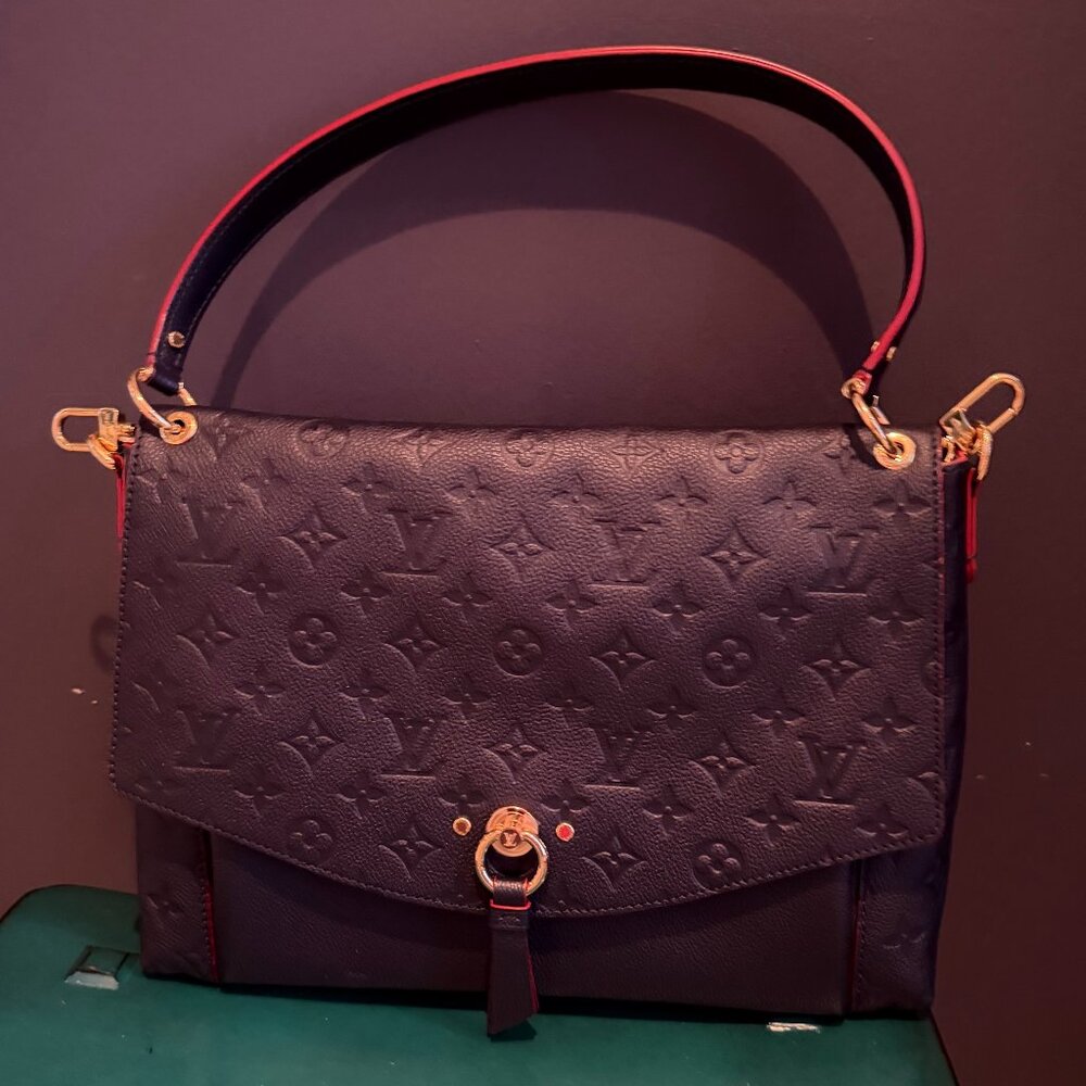 LOUIS VUITTON Empreinte Blanche MM | Marine & Rouge Shoulder Bag | Style# M43618